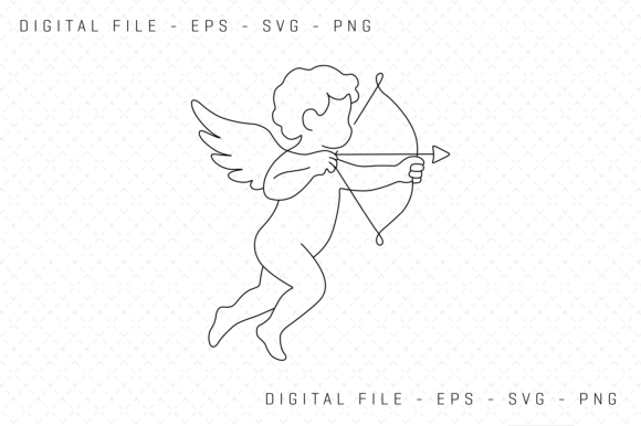 Download Cupid Character Shooting Arrow Line Art - Premium Bundle