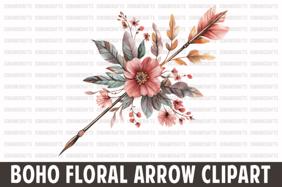 Download Boho Floral Arrow Watercolor Clipart - Premium Bundle