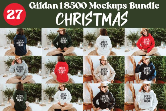 Download Gildan 18500 Christmas Mockup Bundle - Christmas mockup Collection